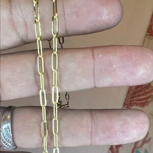Elegant Gold over 925 silver stamped paper clip Chain Necklace 22”